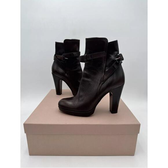 Miu Miu Calzature Donna Brown Platform Ankle Boots w/ Box Sz. 36 - Picture 1 of 7
